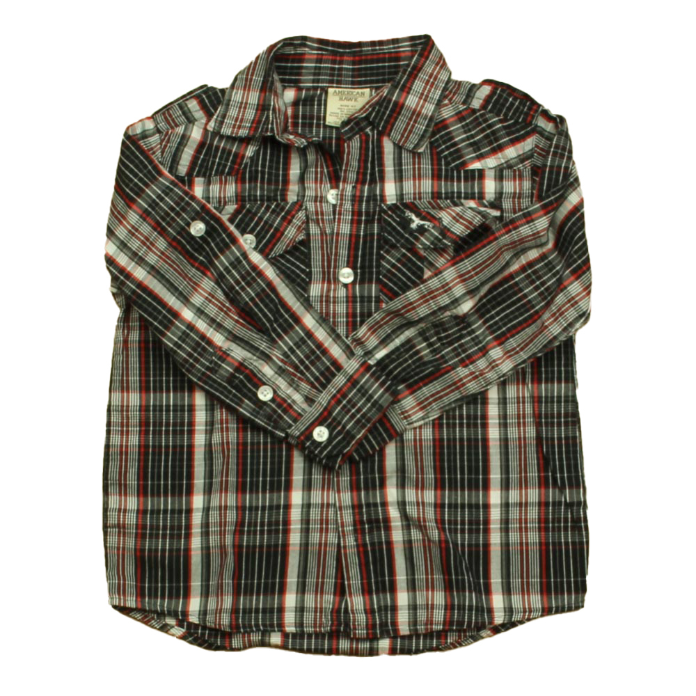 American Hawk Boys Black | Red Plaid Button Down Long Sleeve size: 4T